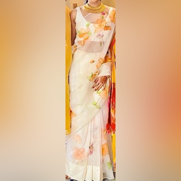 Picchika hand-painted organza sari - Picture 2 of 3